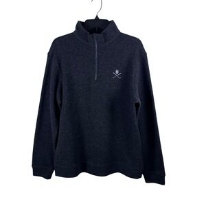 Dunning Golf 1/4 Zip Pullover Men M Black Wool Blend The Fox Club Palm City